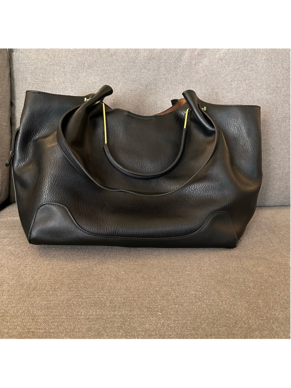 Sondra Roberts Squared Black Tote Bag Vegan Leather Purse Large
